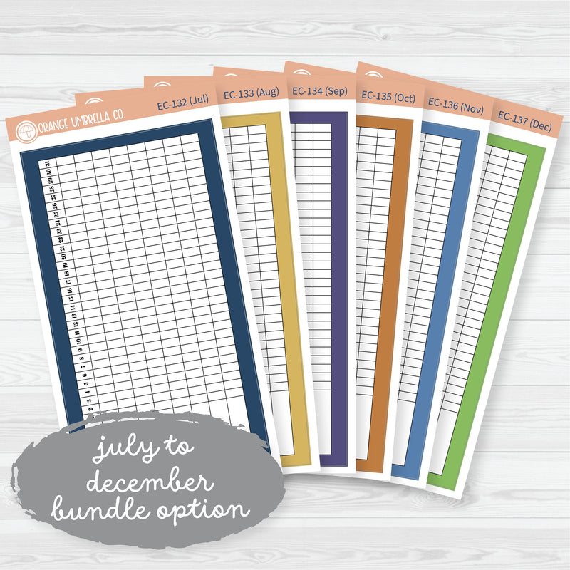 A5 Habit Tracker Dashboard Planner Stickers | EC Palette July to Dec | F19 | ECP-132-ECP-137