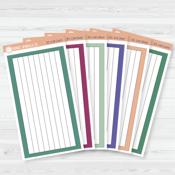 A5 Lined Dashboard Planner Stickers | EC Palette Jan to June | F19 | ECP-138-ECP-143