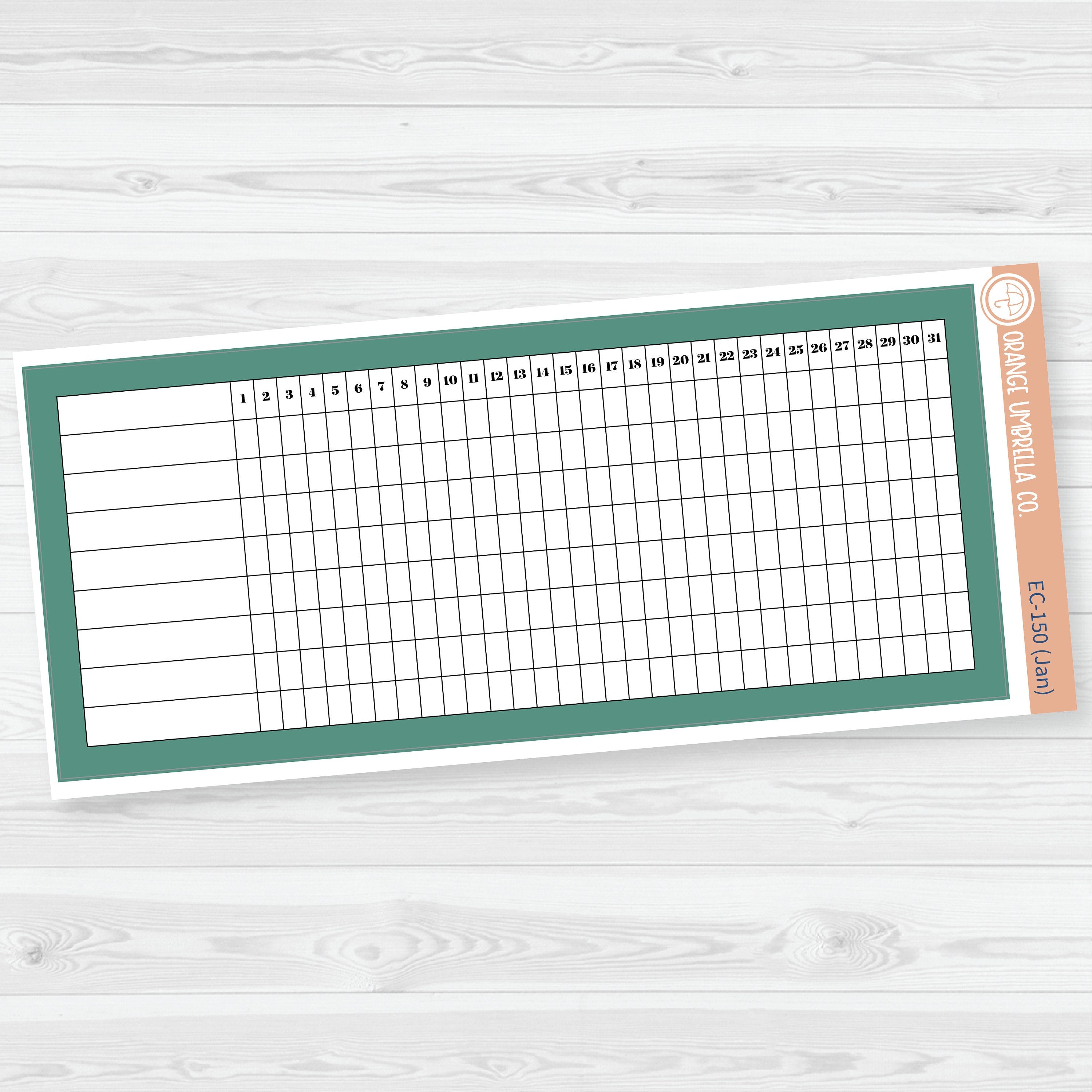7x9 Habit Tracker Dashboard Planner Stickers | EC Palette Jan to June | ECP-150-ECP-155