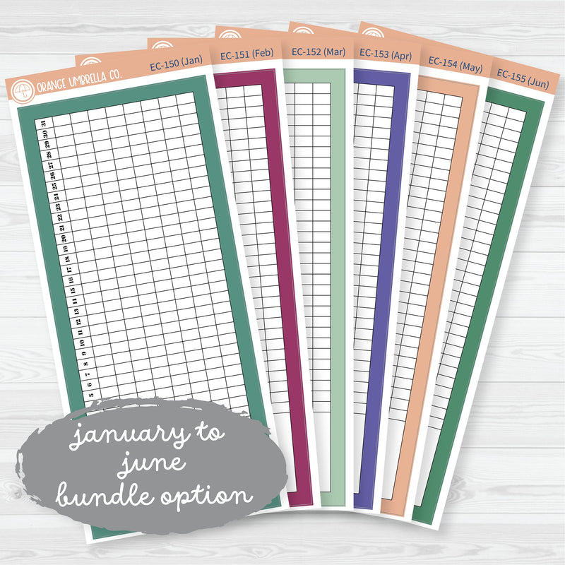 7x9 Habit Tracker Dashboard Planner Stickers | EC Palette Jan to June | ECP-150-ECP-155