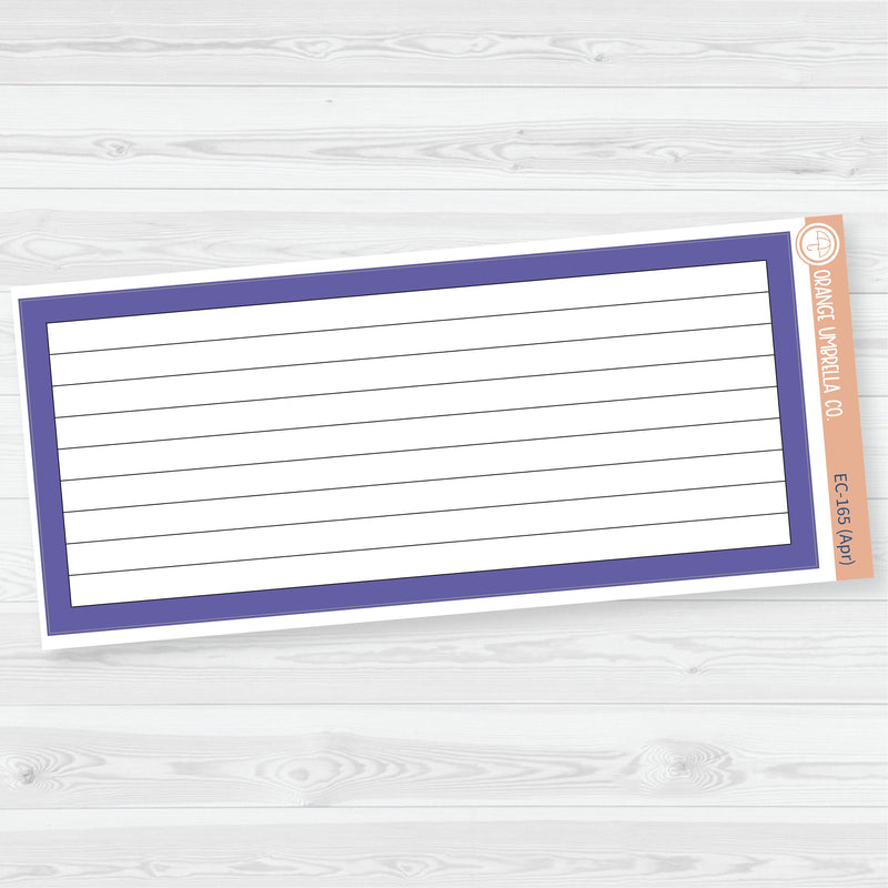 7x9 Lined Box Dashboard Planner Stickers | EC Palette Jan to June | ECP-162-ECP-167