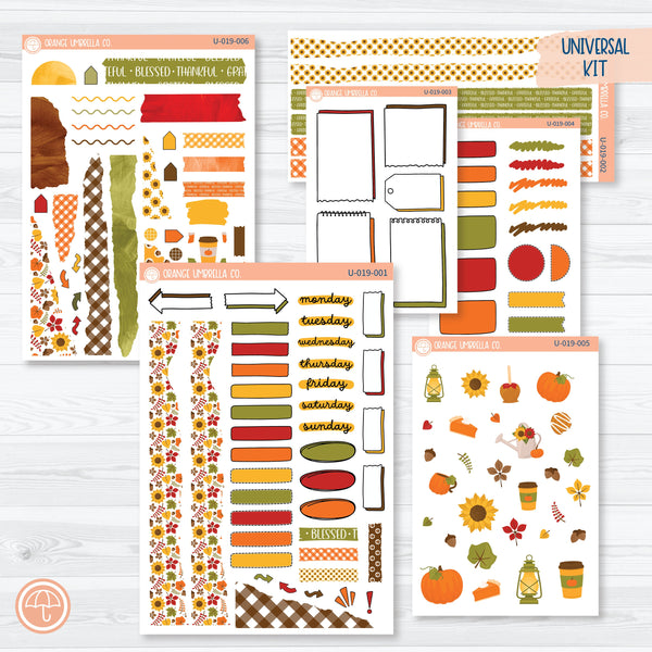 Autumn Leaves Universal Planner Kit | Journal Style Planner Kit Stickers | U-019