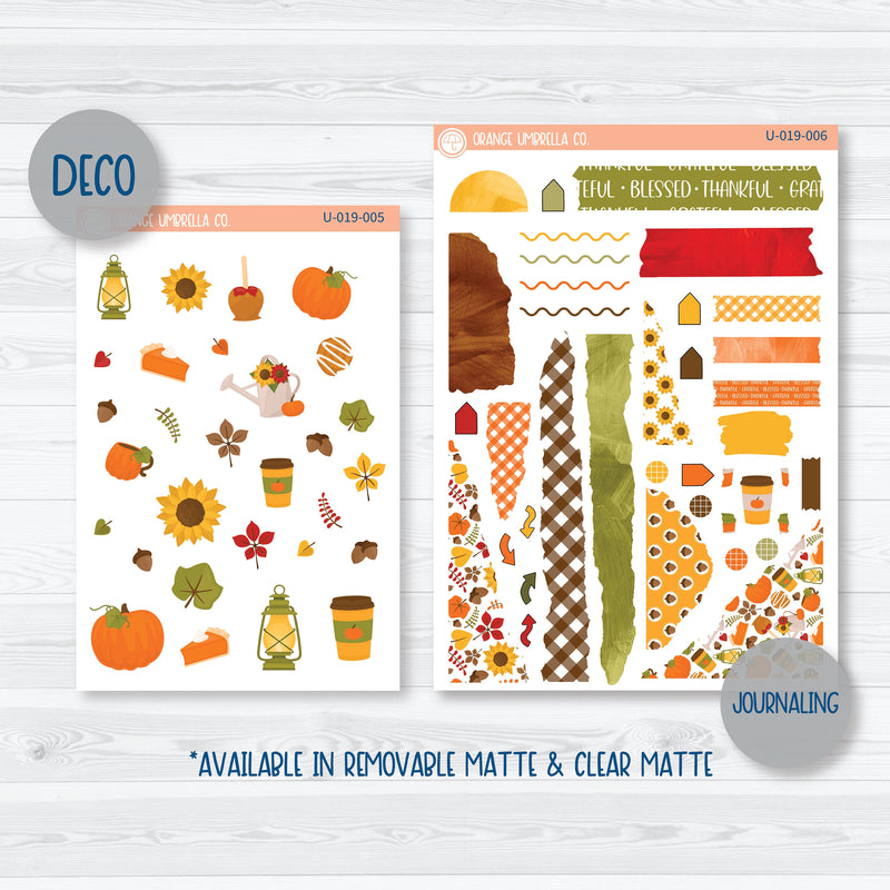 Autumn Leaves Universal Planner Kit | Journal Style Planner Kit Stickers | U-019