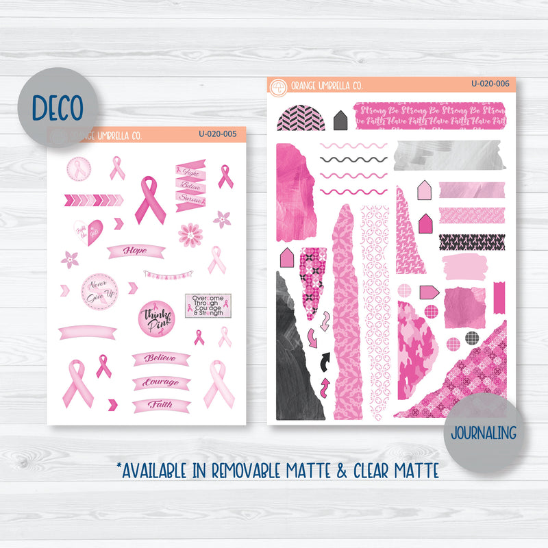 Breast Cancer Awareness Universal Planner Kit | Journal Style Planner Kit Stickers | U-020