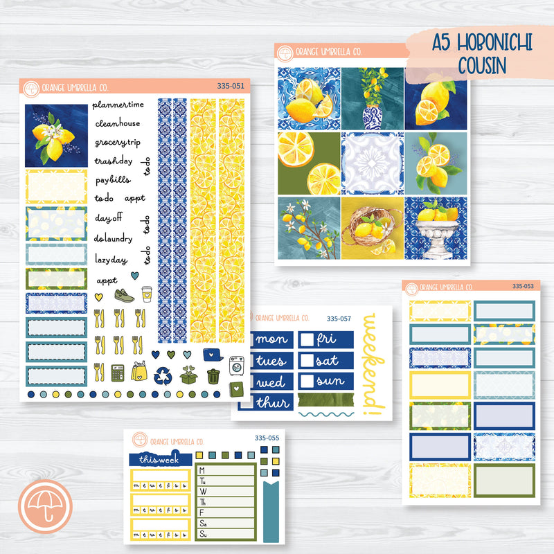 Summer Lemons | Hobonichi Cousin Planner Kit Stickers | Italian Villa | 335-051