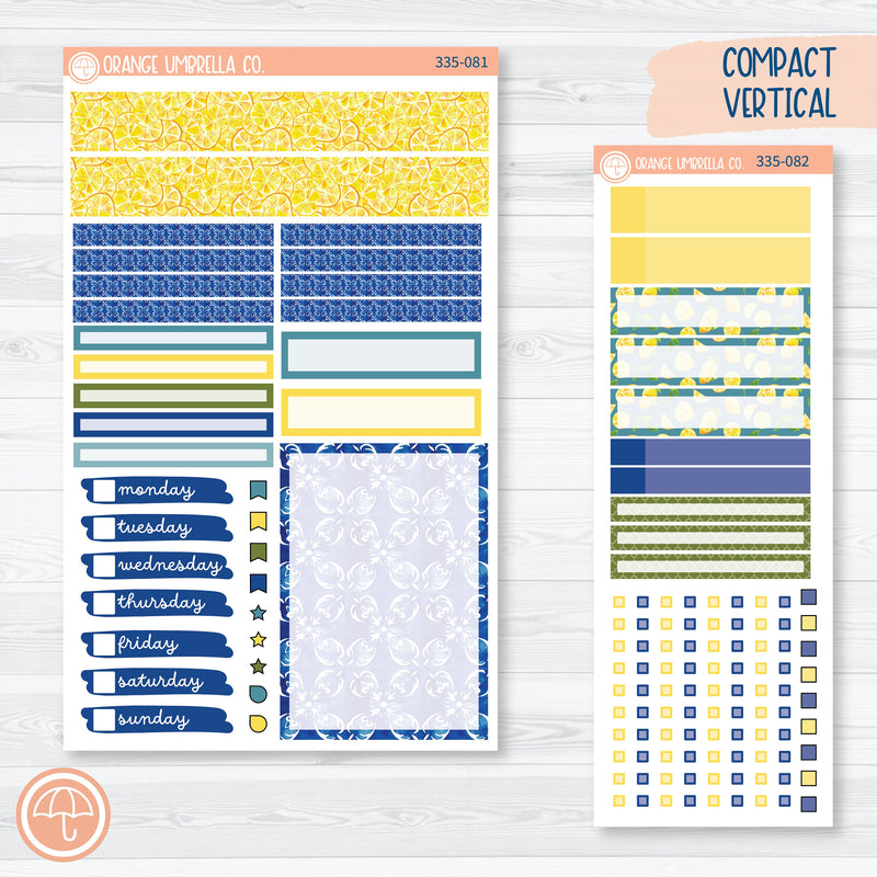 Summer Lemons Kit | Compact Vertical Planner Kit Stickers for Erin Condren | Italian Villa | 335-081