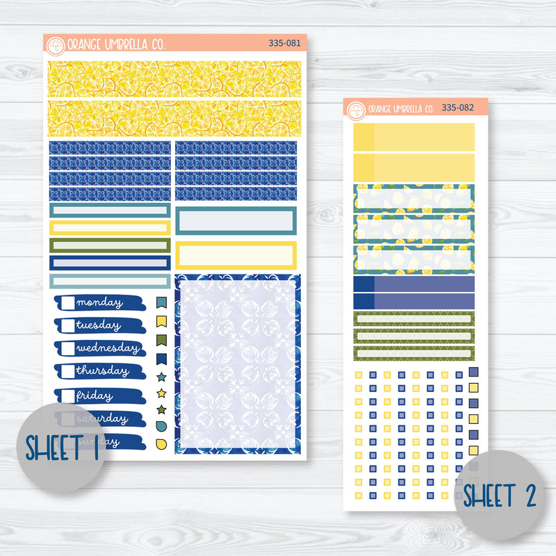 Summer Lemons Kit | Compact Vertical Planner Kit Stickers for Erin Condren | Italian Villa | 335-081