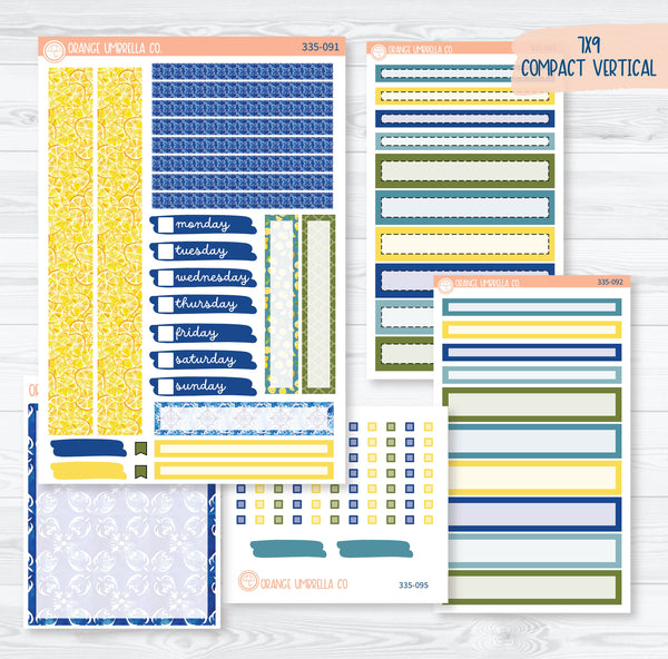 Summer Lemons | 7x9 Compact Vertical Planner Kit Stickers | Italian Villa | 335-091