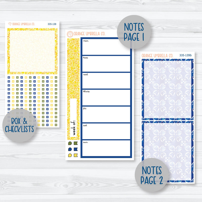 Summer Lemons | 7x9 Daily Duo Planner Kit Stickers | Italian Villa | 335-131