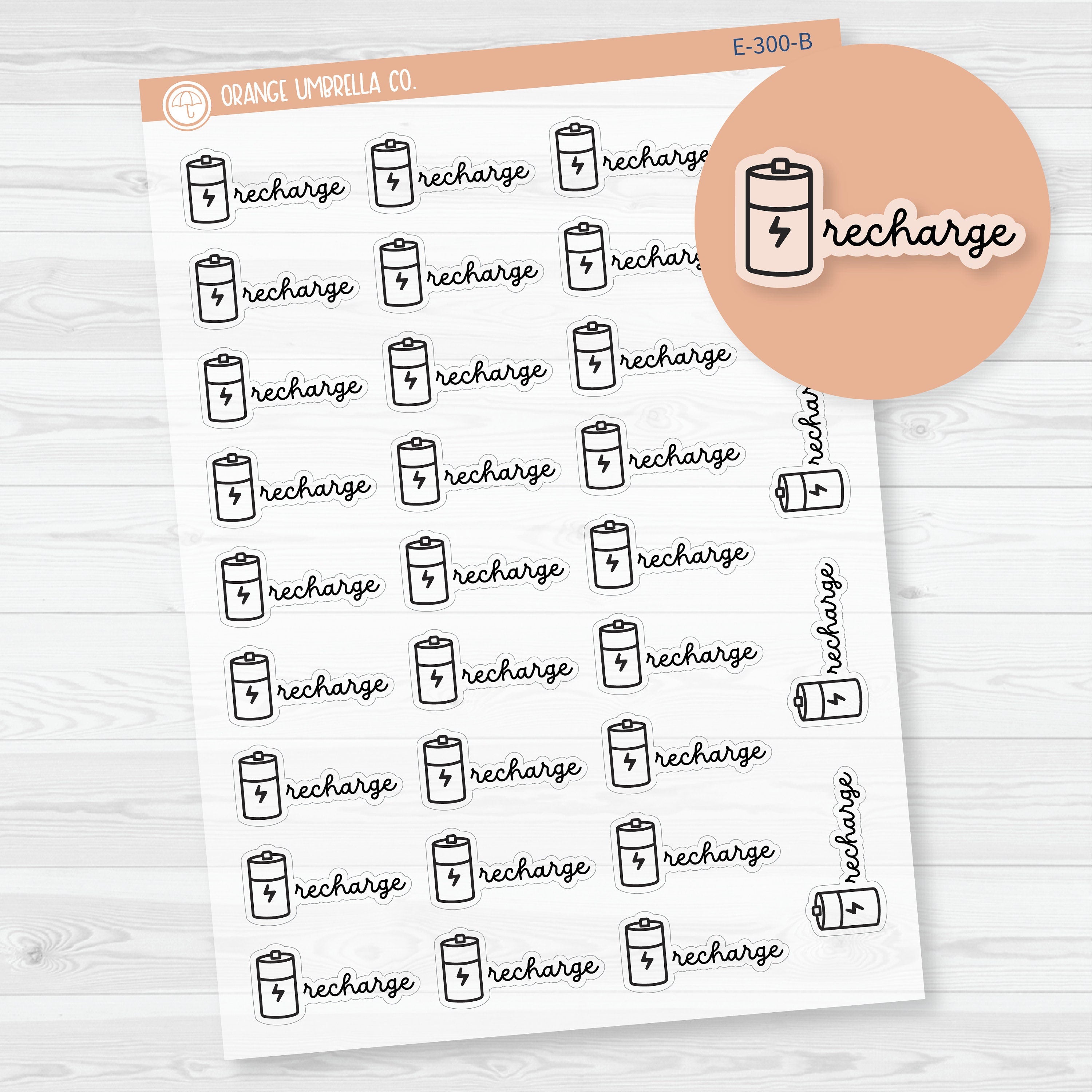 CLEARANCE | Recharge Planner Stickers | F16 | Clear Matte | E-300-BCM
