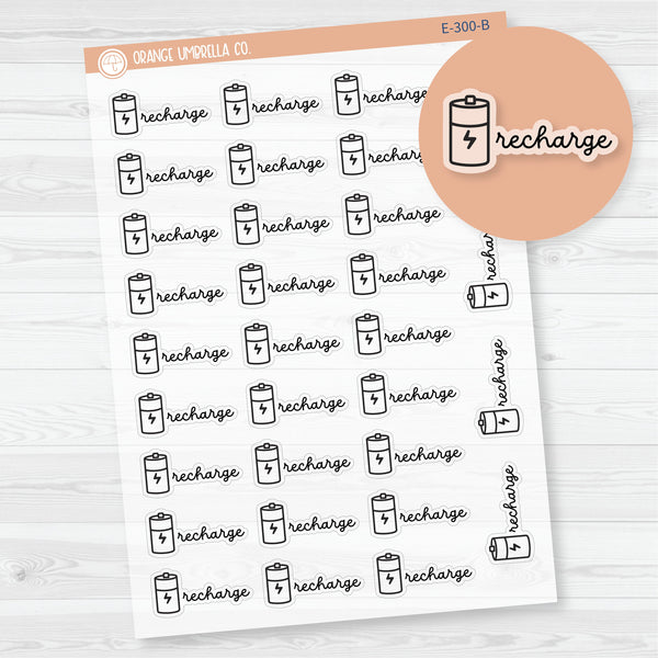 Recharge Planner Stickers | F16 | Clear Matte | E-300-BCM