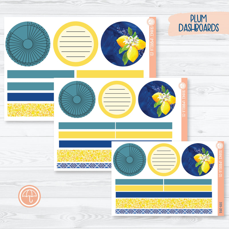 Summer Lemons Kit | Plum Dashboards Planner Kit Stickers | Italian Villa | 335-201