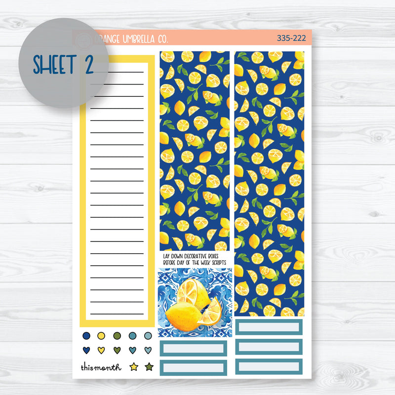 Summer Lemons | 7x9 Plum Monthly Planner Kit Stickers | Italian Villa | 335-221