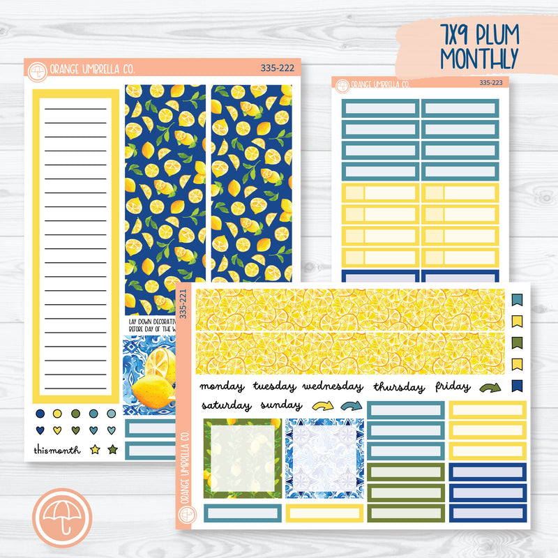 Summer Lemons | 7x9 Plum Monthly Planner Kit Stickers | Italian Villa | 335-221