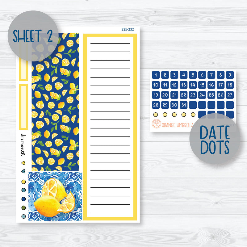 Summer Lemons | 8.5x11 Plum Monthly Planner Kit Stickers | Italian Villa | 335-231