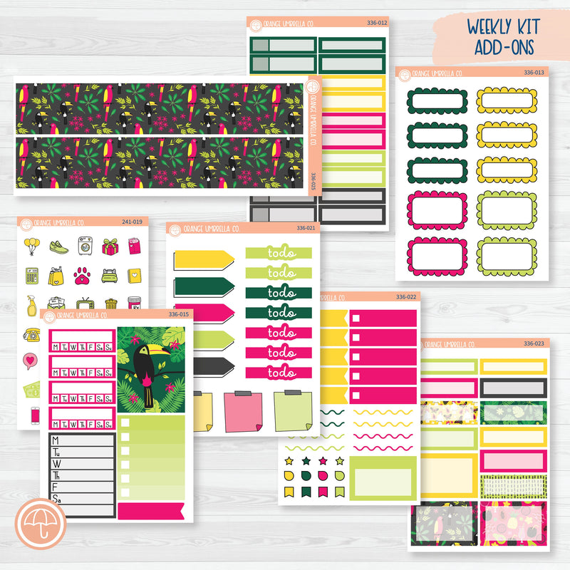 Bird and Drink Summer Kit | Weekly Add-On Planner Kit Stickers | Birds of Paradise | 336-012