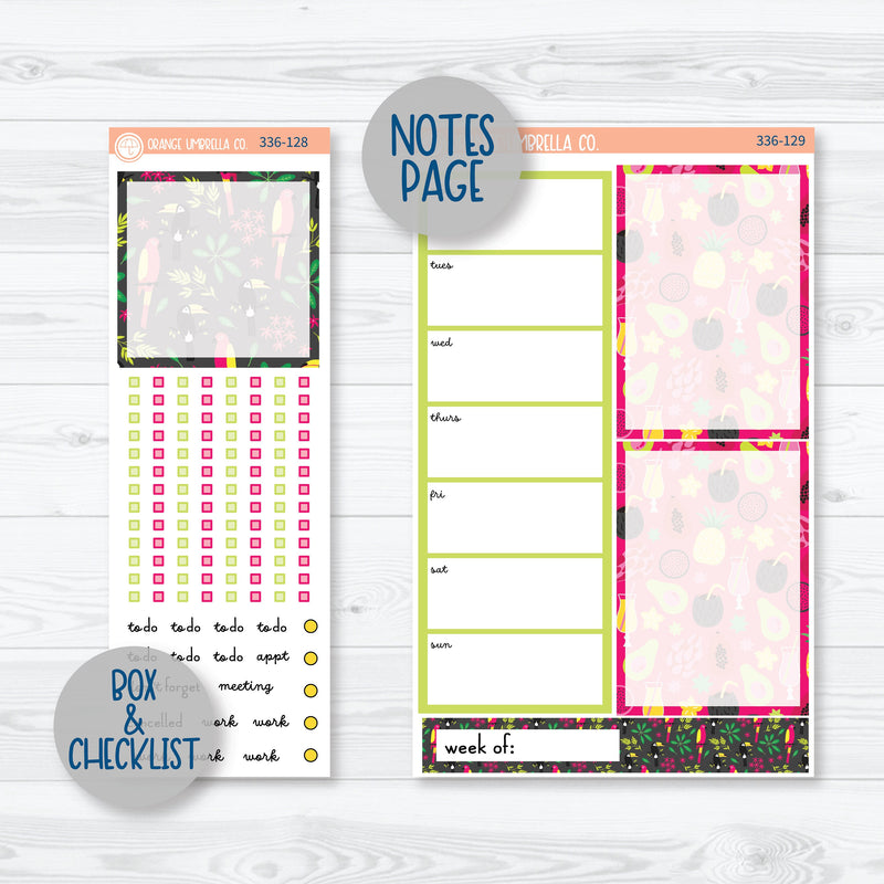 Summer Bird and Drink Kit | A5 Daily Duo Planner Kit Stickers | Birds of Paradise | 336-121