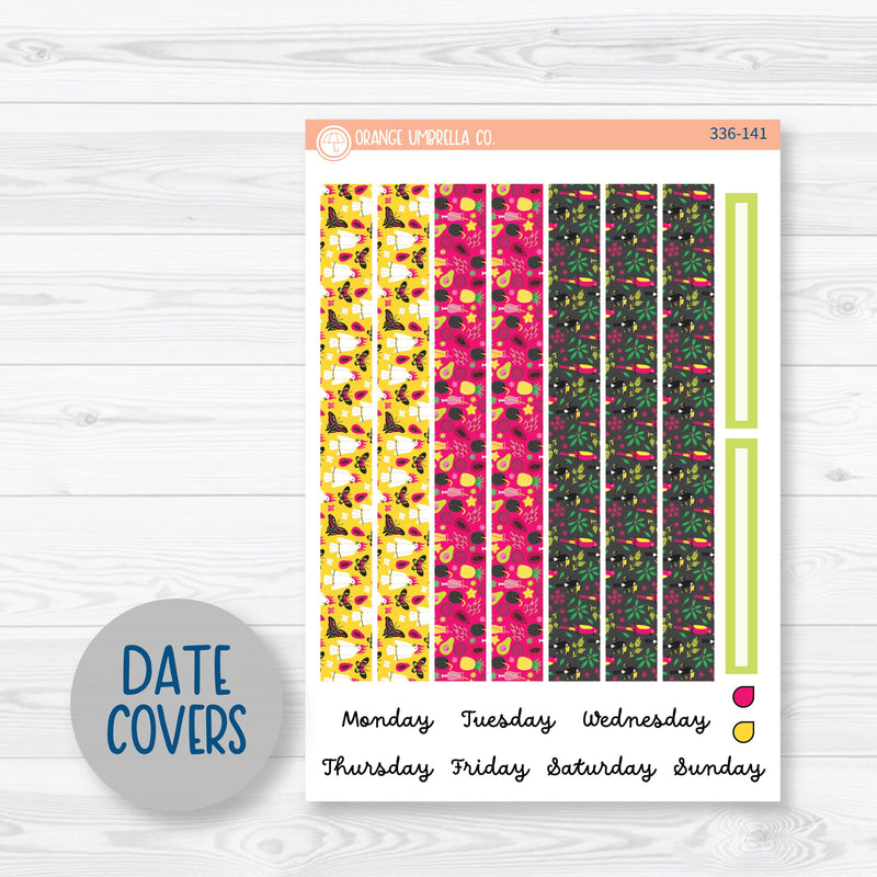 Summer Birds & Drink Kit | A5 Plum Daily Planner Kit Stickers | Birds of Paradise | 336-141