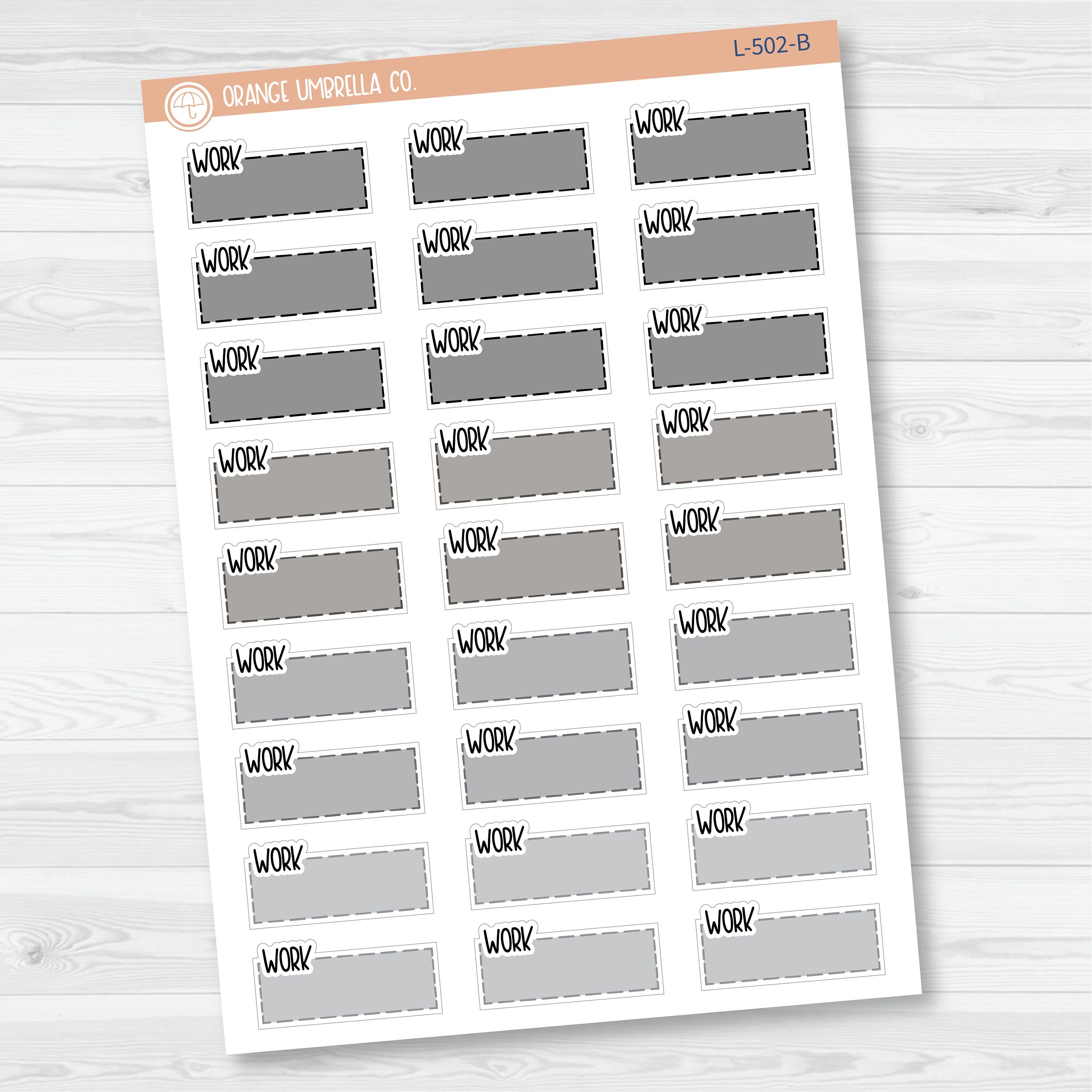 Work Hobonichi Color Stitched Quarter Box Planner Stickers | L-502