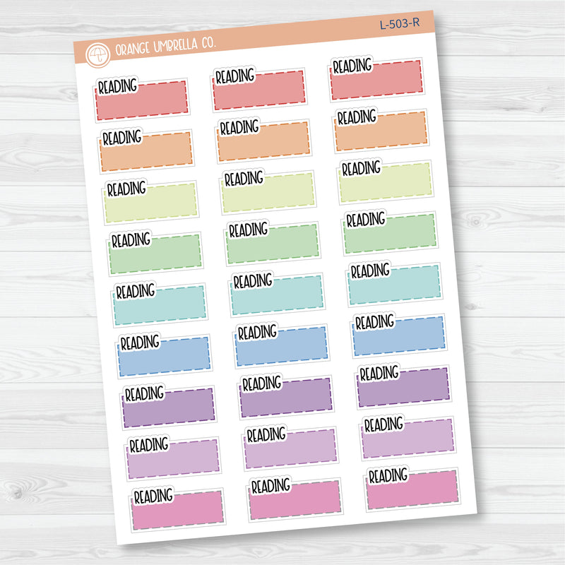 Reading Hobonichi Color Stitched Quarter Box Planner Sticker | Solid Color Labels | L-503