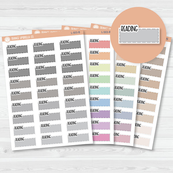 Reading Hobonichi Color Stitched Quarter Box Planner Sticker | Solid Color Labels | L-503