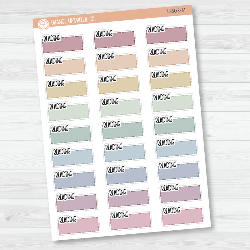 Reading Hobonichi Color Stitched Quarter Box Planner Sticker | Solid Color Labels | L-503