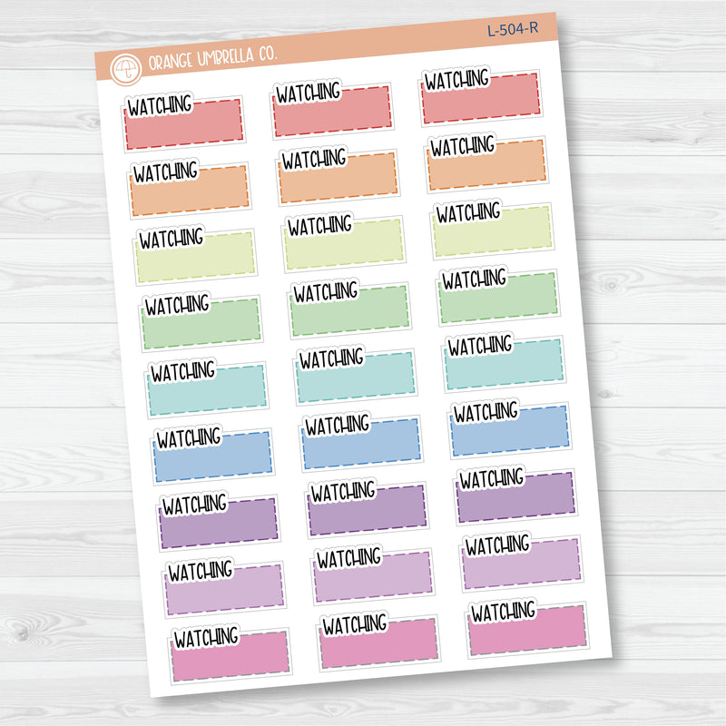 Watching Hobonichi Color Stitched Quarter Box Planner Stickers | Solid Color Labels | L-504