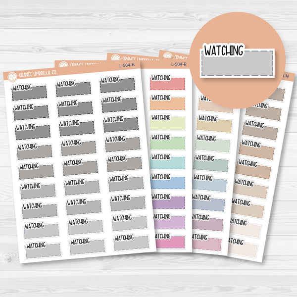 Watching Hobonichi Color Stitched Quarter Box Planner Stickers | Solid Color Labels | L-504