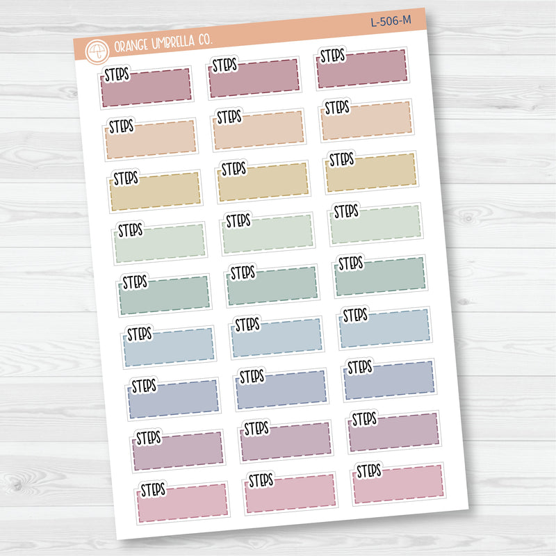 Steps Hobonichi Color Stitched Quarter Box Planner Stickers | L-506