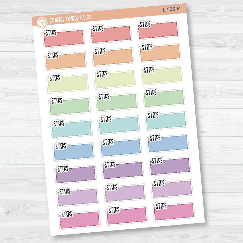 Steps Hobonichi Color Stitched Quarter Box Planner Stickers | L-506