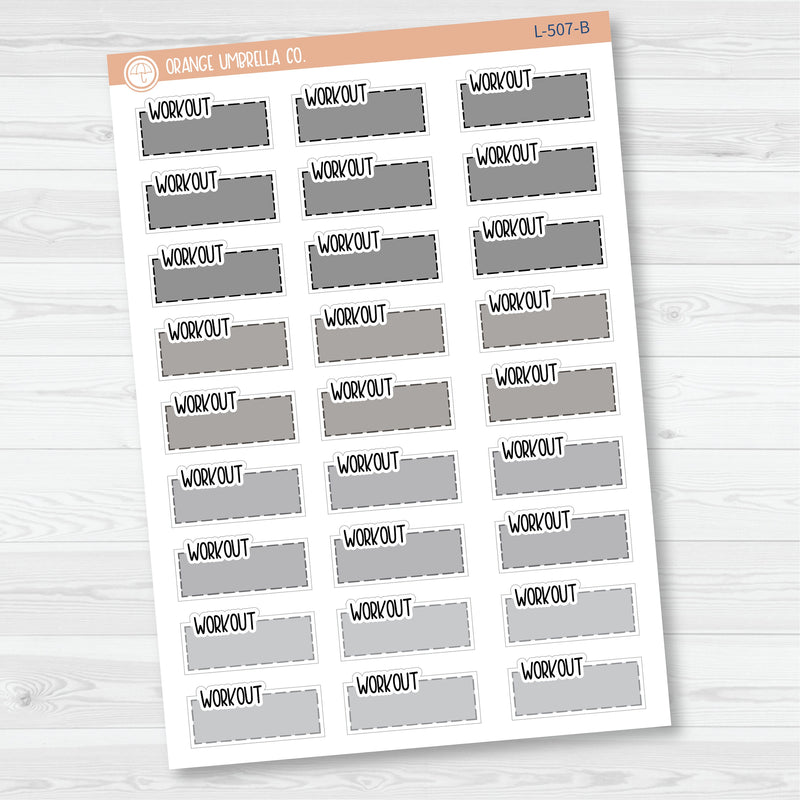 Workout Hobonichi Color Stitched Quarter Box Planner Stickers | L-507