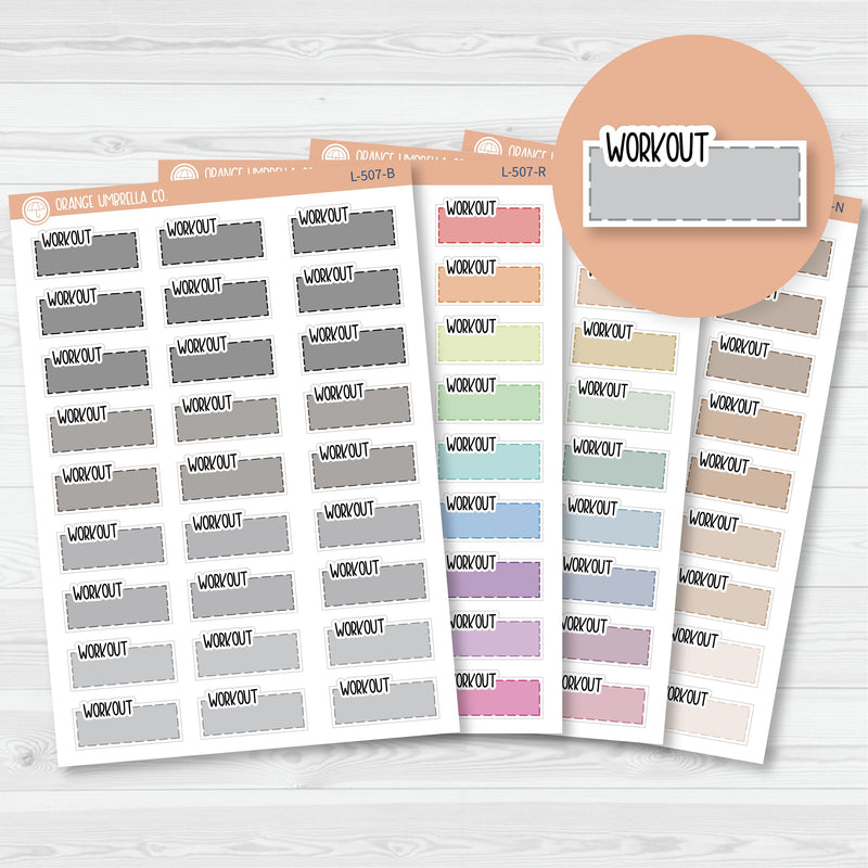 Workout Hobonichi Color Stitched Quarter Box Planner Stickers | L-507