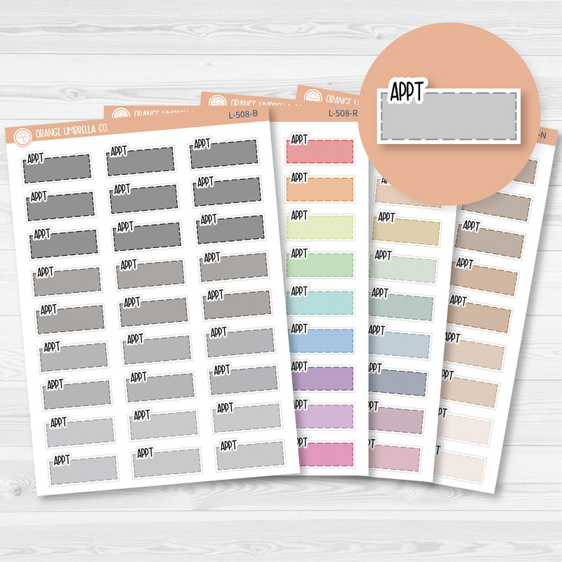 Appt Hobonichi Color Stitched Quarter Box Planner Stickers | L-508