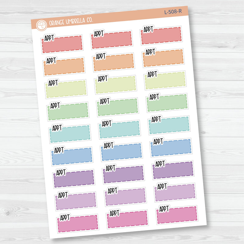 Appt Hobonichi Color Stitched Quarter Box Planner Stickers | L-508