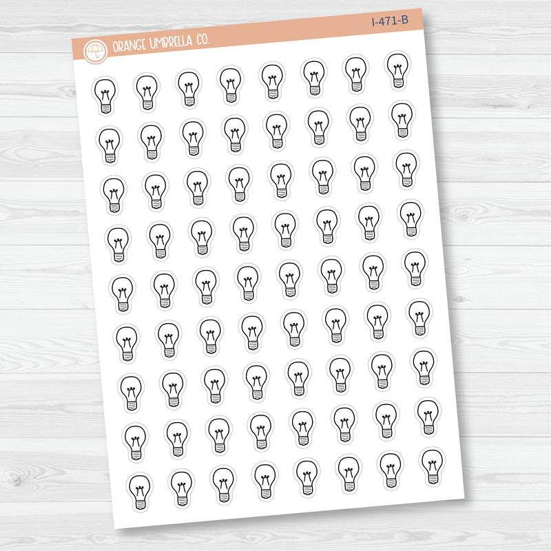 Hand Doodled Lightbulb Icon Planner Stickers | I-471