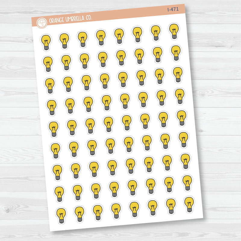 Hand Doodled Lightbulb Icon Planner Stickers | I-471