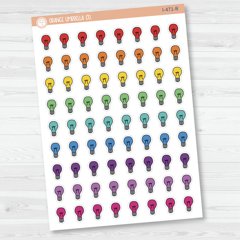 Hand Doodled Lightbulb Icon Planner Stickers | I-471