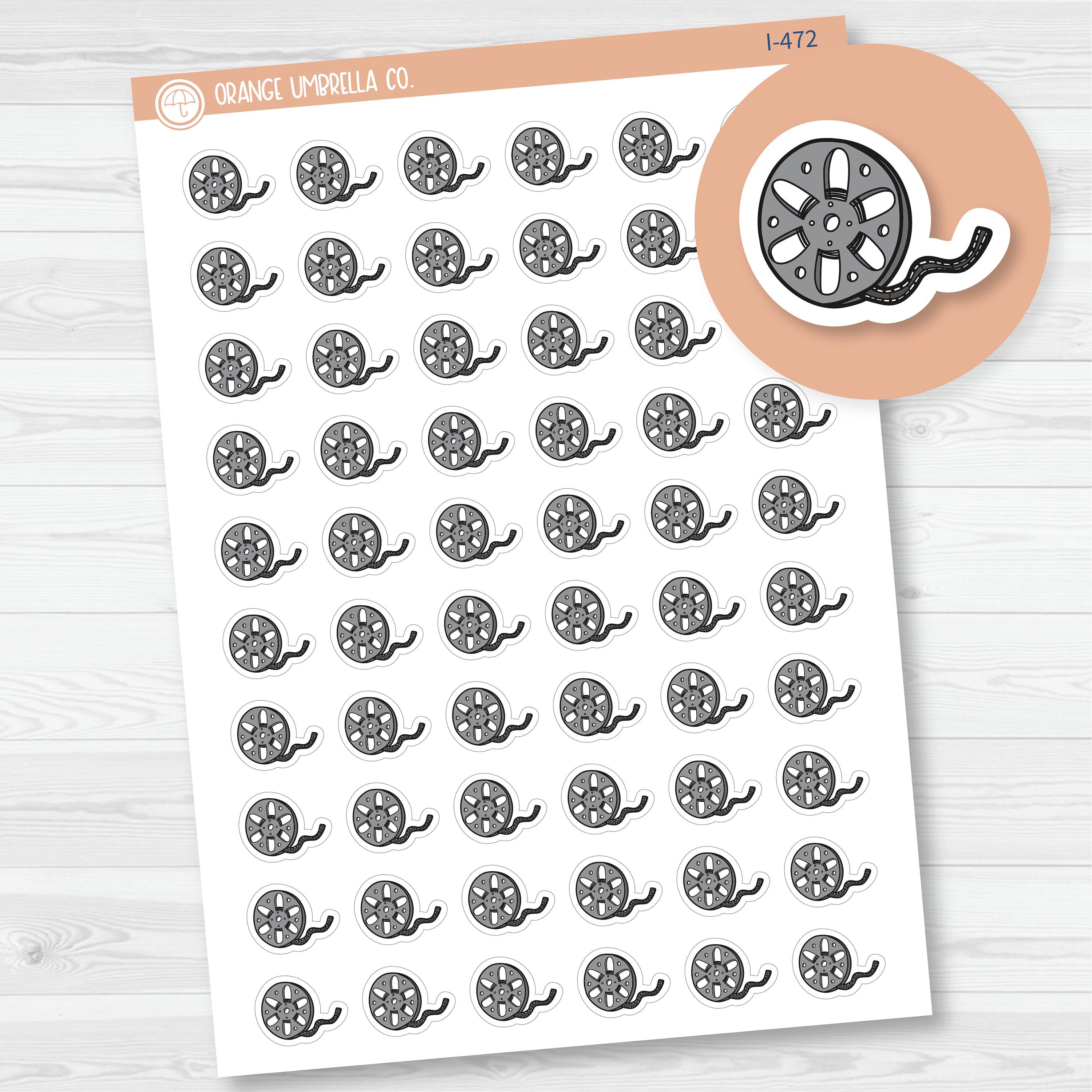 Hand Doodled Movie Reel Icon Planner Stickers | I-472