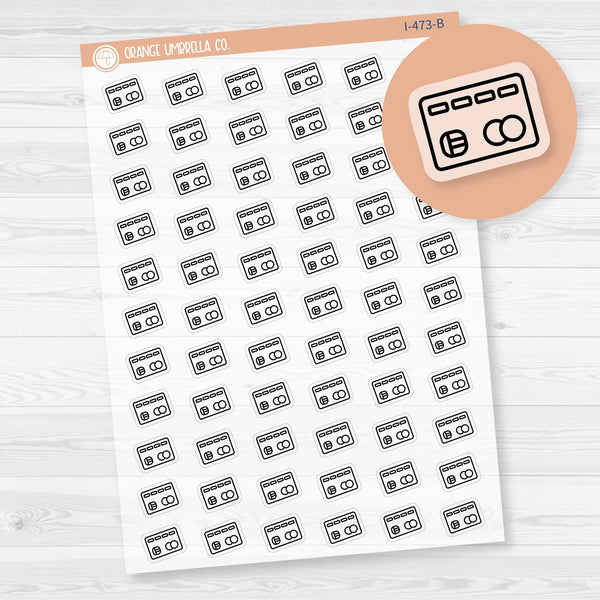Hand Doodled Credit Card Icon Planner Stickers | Clear Matte | I-473-BCM