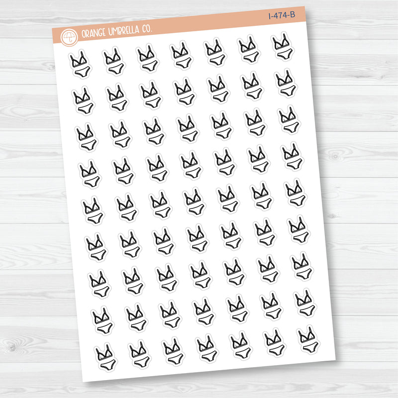 Hand Doodled Lingerie Icon Planner Stickers | I-474