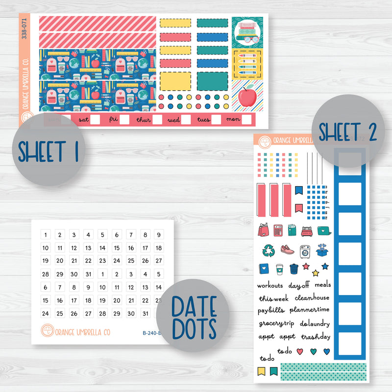 Back To School | Hobonichi Weeks Planner Kit Stickers | School Supplies | 338-071