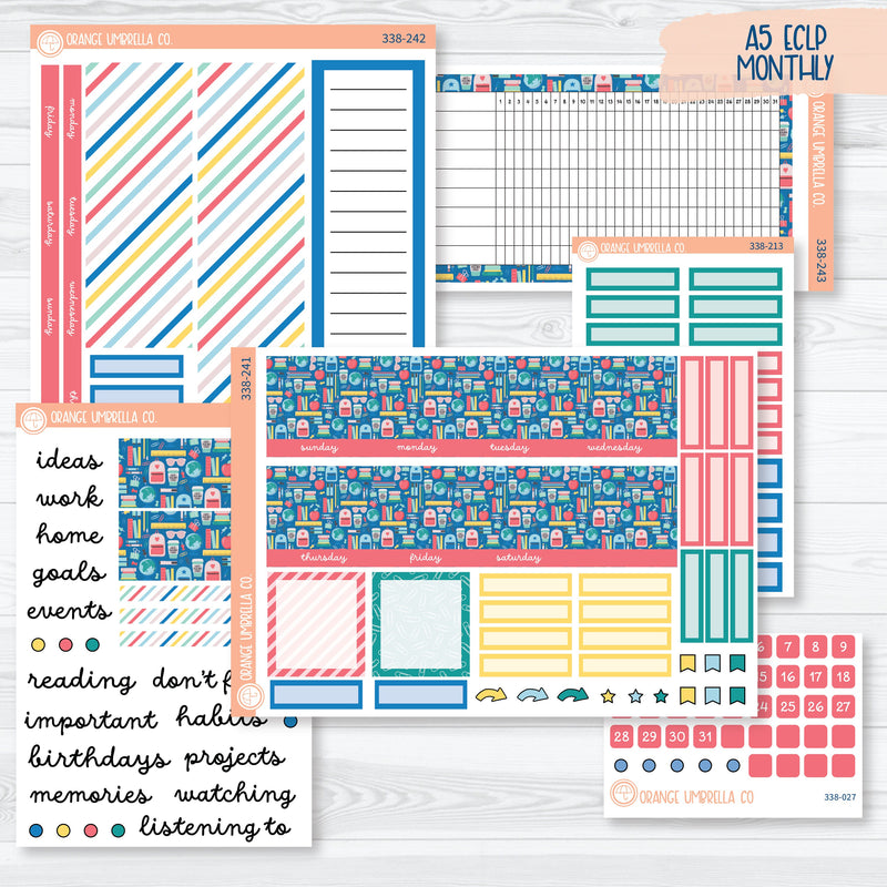 Back To School Kit | A5 EC Monthly & Dashboard Planner Kit Stickers | School Supplies | 338-241