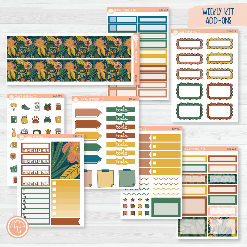 Floral Leaf | Weekly Add-On Planner Kit Stickers | Rainforest | 339-012