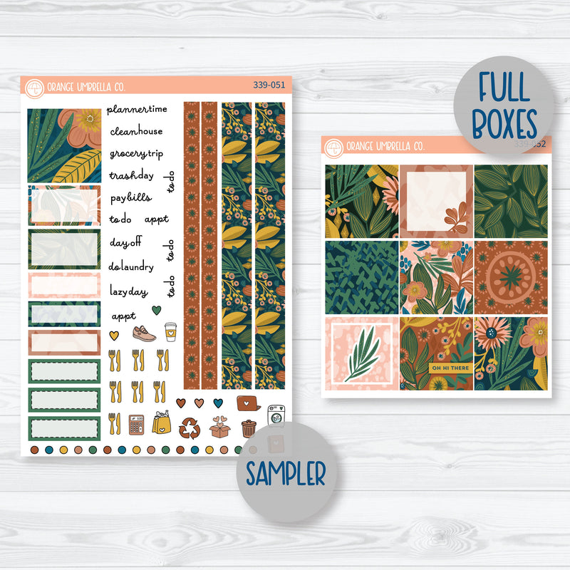 Floral Leaf Plant Kit | Hobonichi Cousin Planner Kit Stickers | Rainforest | 339-051