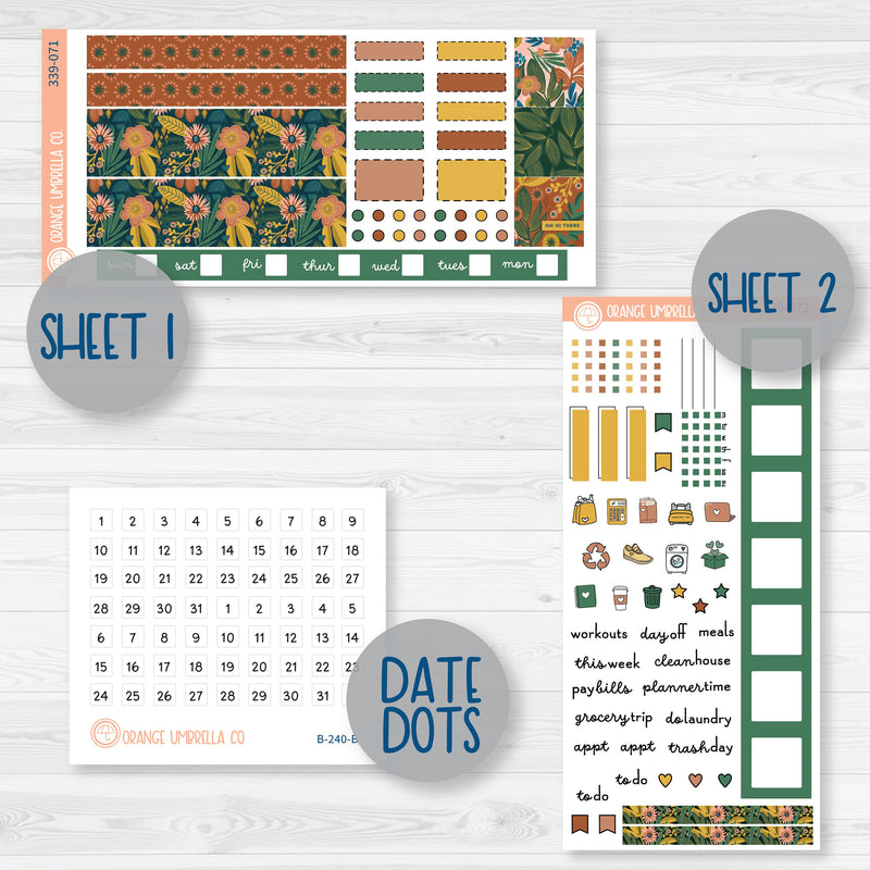 Floral Leaf Kit | Hobonichi Weeks Planner Kit Stickers | Rainforest | 339-071