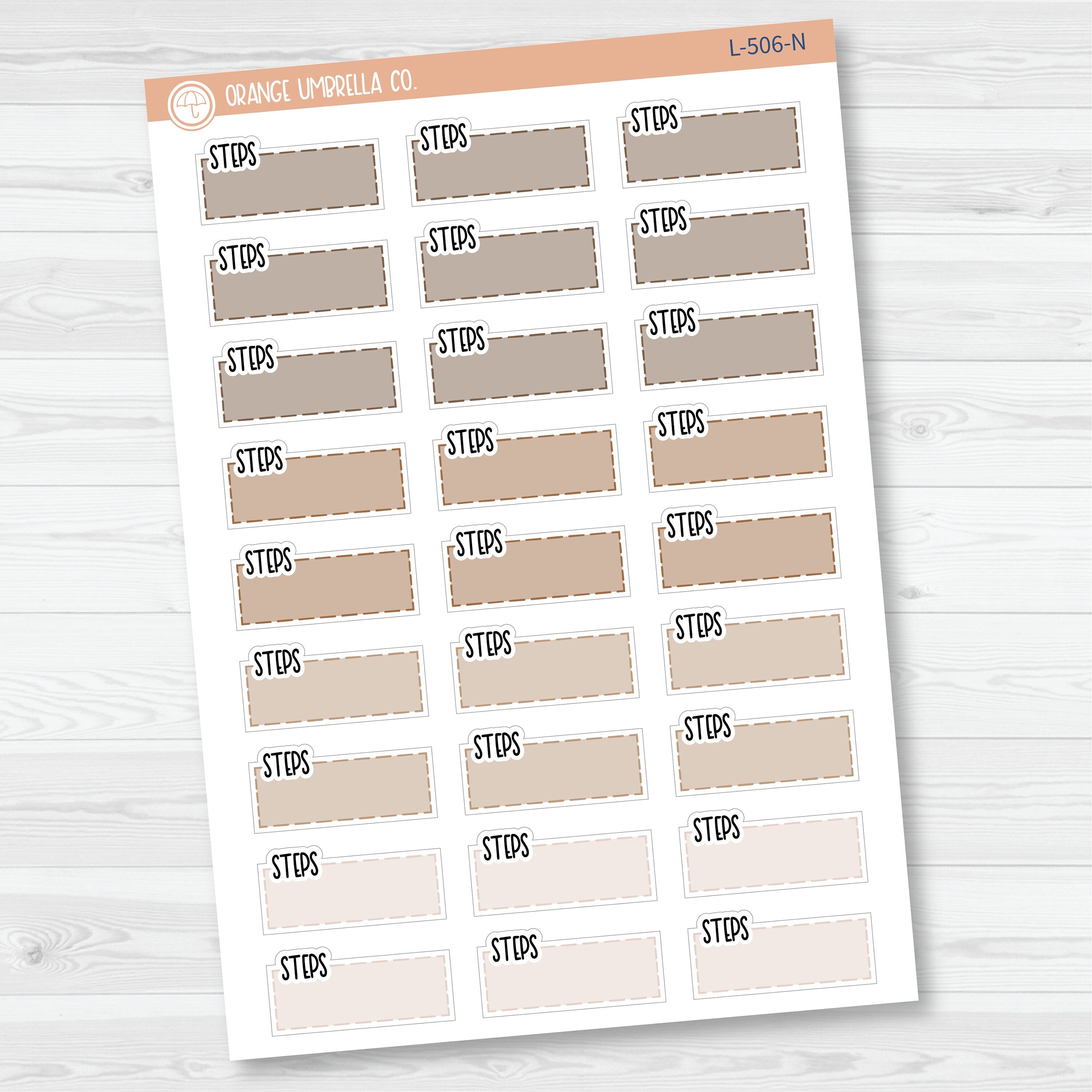 Steps Hobonichi Color Stitched Quarter Box Planner Stickers | L-506