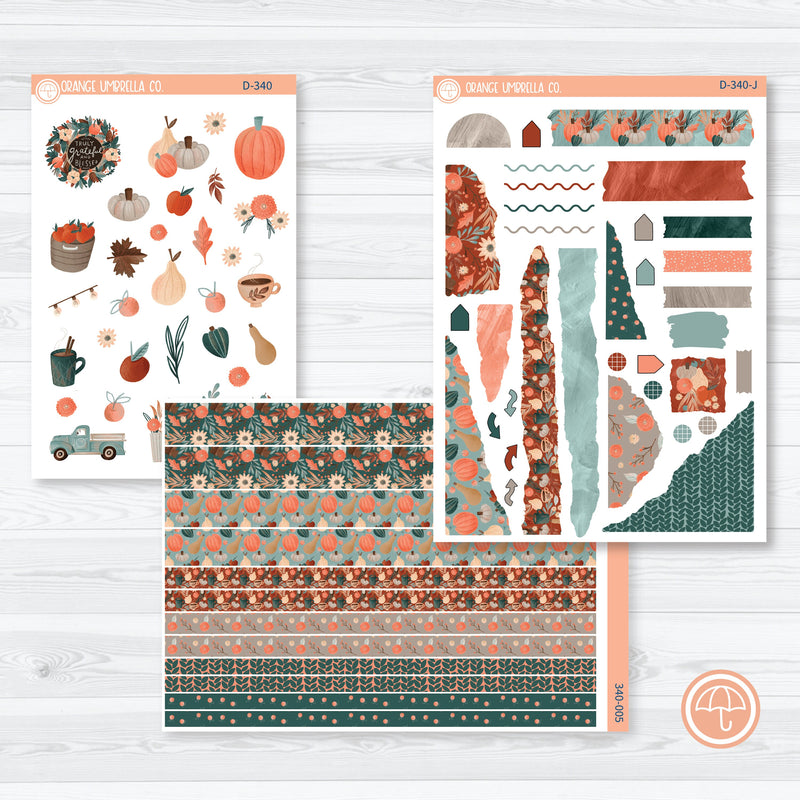 Fall Autumn Stickers | Kit Deco Journaling Planner Stickers | Fall Farmer's Market | D-340