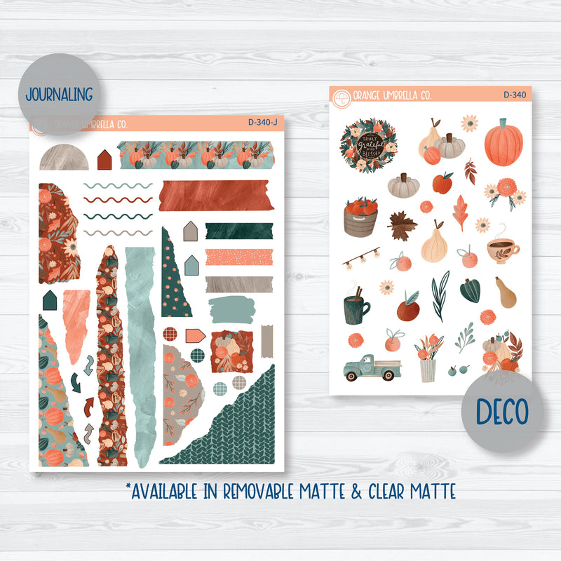 Fall Autumn Stickers | Kit Deco Journaling Planner Stickers | Fall Farmer's Market | D-340