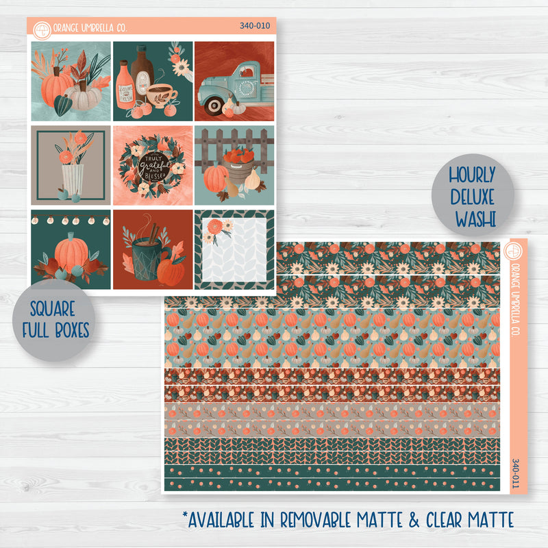 Fall Autumn Kit | Weekly Planner Kit Stickers | Fall Farmer's Market | 340-001