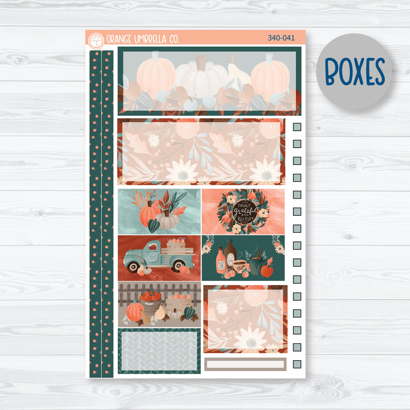 Fall Autumn Stickers | Plum Vertical Priorities 7x9 Planner Kit Stickers | Fall Farmer's Market | 340-041